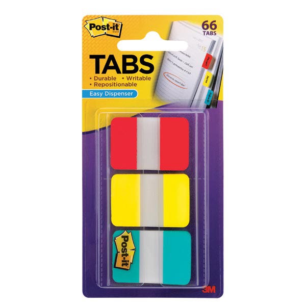 Post-It Tabs 686-Ryb Durable Index 25X38mm Assorted Pack 3 14189200 41437