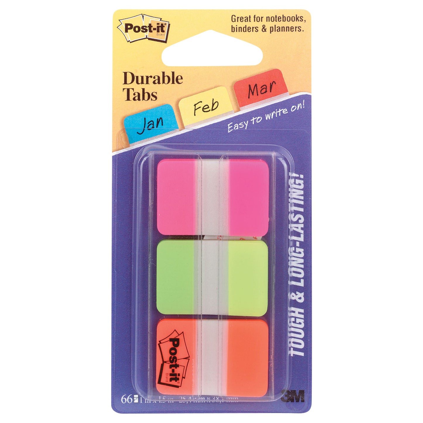 Post-It Tabs 686-Pgo Durable Index 25X38mm Assorted Pack 3 305026100 PI70071493319