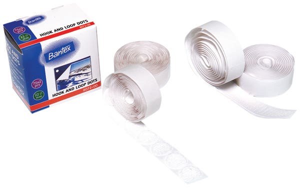 Bantex Hook And Loop Dots 22mmx1.8M White 75 Hook 75Loop 38929000 26373