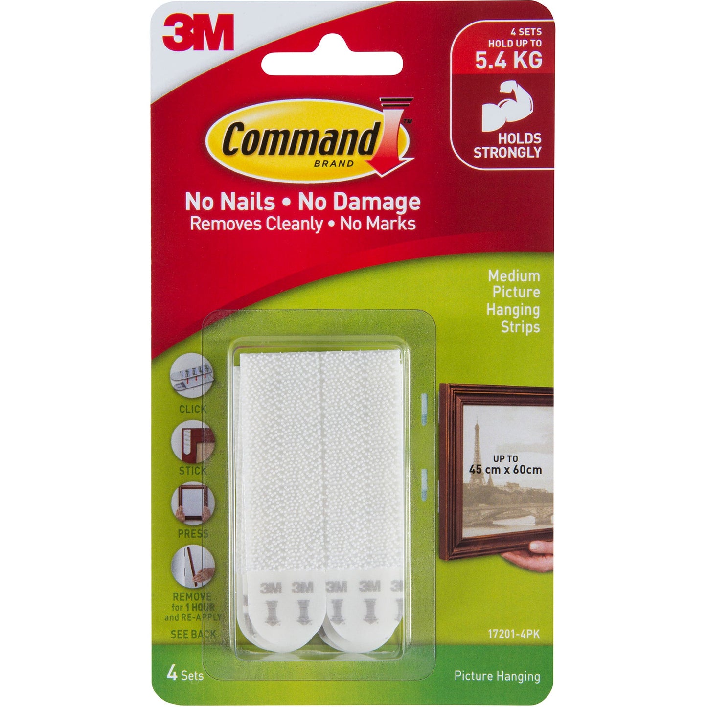 Command Hook Picture Hanging Strip 17201 Medium Pack 4 305074100 CMDXA006700562