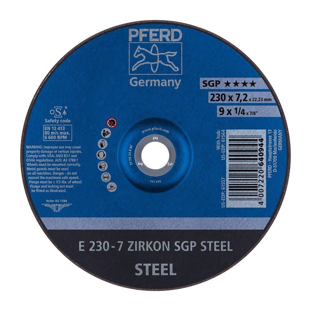 Disc Grinding Zirconia 230 X 7 X 22 E230-7ZA 24 RSGP Pferd 305521 69901573