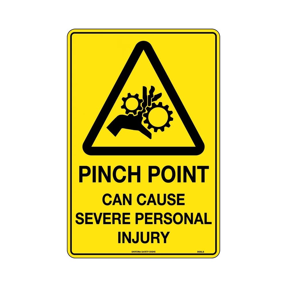 Sign CAUTION PINCH POINT CAN CAUSE SEVERE PERSONAL INJURY 450 X 300mm Metal_306414_305LSM