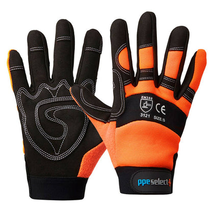 Mechanics Gloves Heavy Duty Synthetic Leather Hi-Vis Orange 2XL_31020005_MGO-2XL_NLA