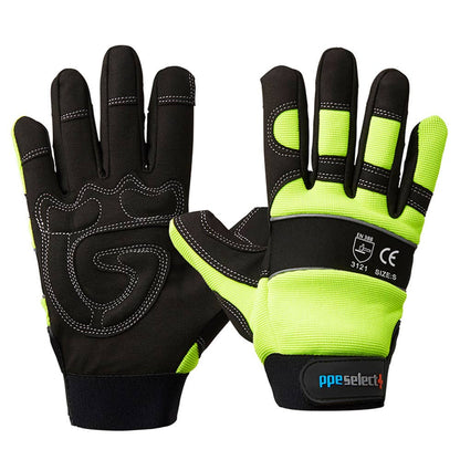 Mechanics Gloves Heavy Duty Synthetic Leather Hi-Vis Yellow 2XL_31020010_PR-PTY2XL_NLA