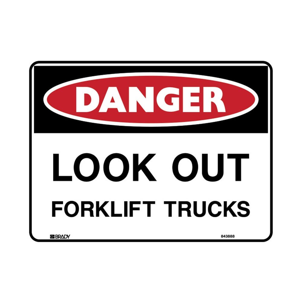 Sign Danger - Look Out Forklift Trucks -  450x300mm Red/blk/wht 310265 843891