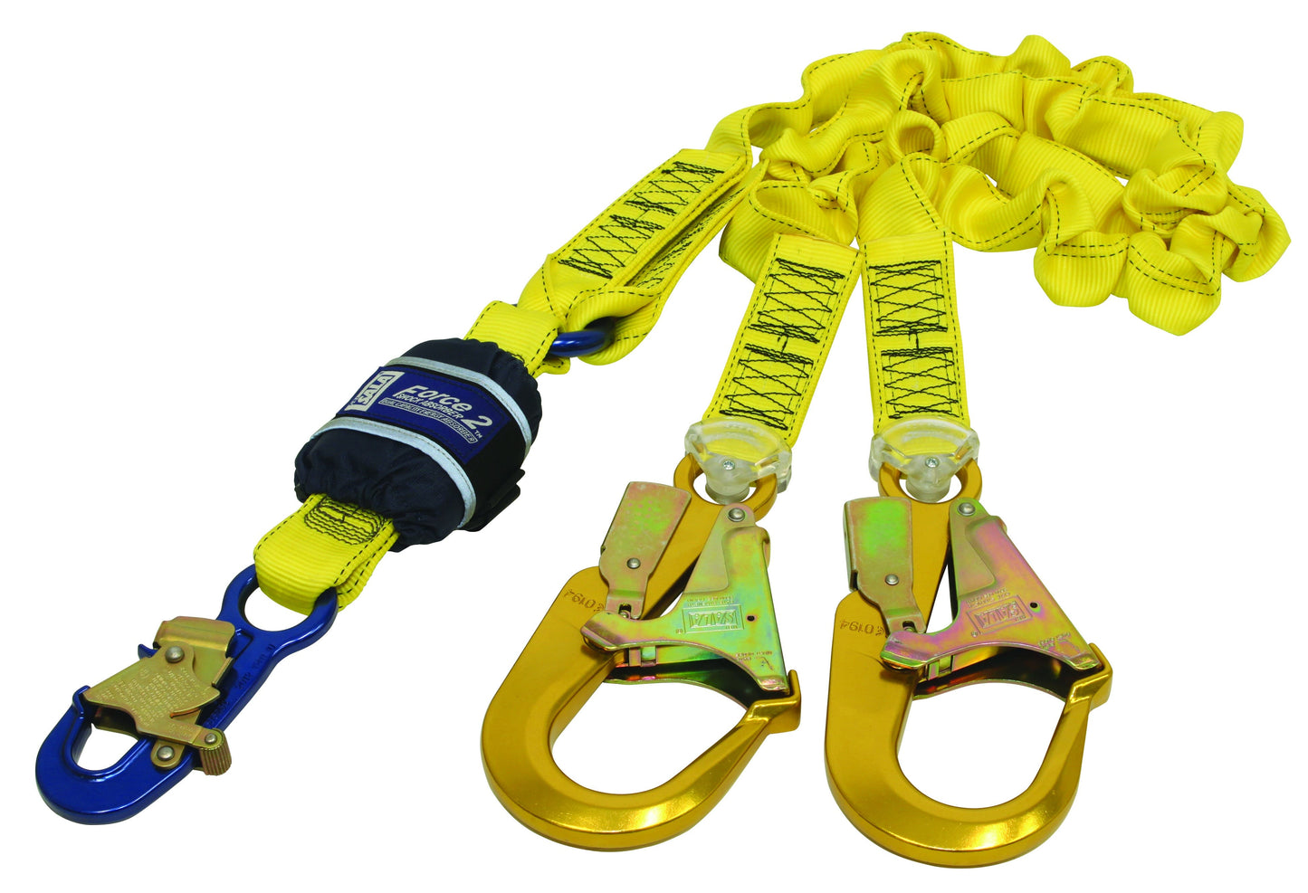 Force2&trade; Adjustable Shock Absorbing Webbing Lanyard Double Tail with Snap and Scaffold Hooks_31060737_7012888477