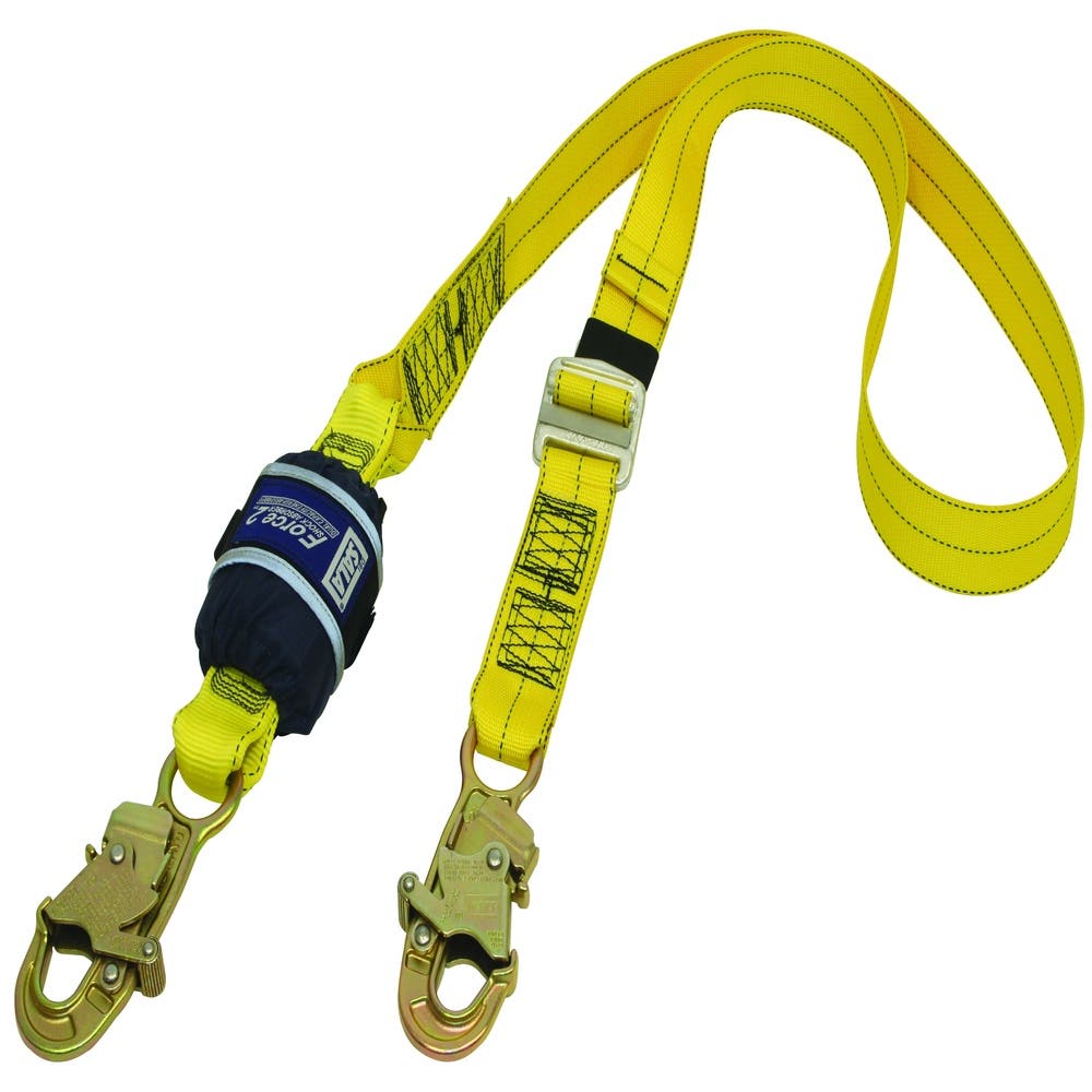 Force2&trade; Adjustable Shock Absorbing Webbing Lanyard Single Tail with Snap Hooks 31060749_31060749_7012881777