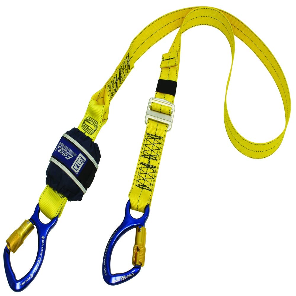 Force2&trade; Adjustable Shock Absorbing Webbing Lanyard Single Tail with Triple Action Karabiner_31060750_7012888803
