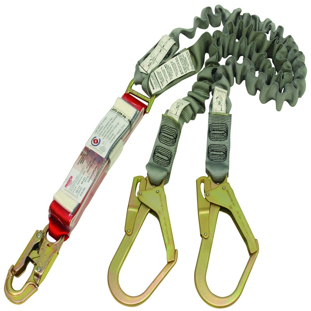Twin Style Shock Absorbing Elasticated Webbing Lanyard Snap & Scaffold Hooks_31061160_7012886191
