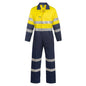 Coveralls Cotton Drill 310gsm 9920 Tape Hi Vis Yellow/Navy 112R WorkCraft 310891 WC3056-Y/N-112R