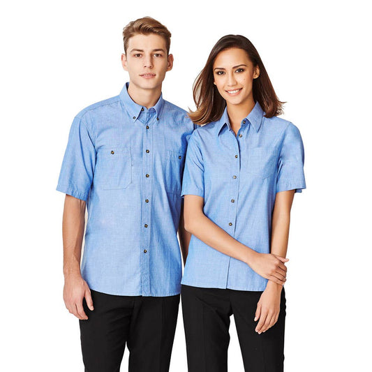 Shirt Womens S/S Cotton Chambray Biz BAE Logo BAELB6200