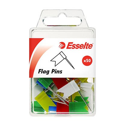 Esselte Pins Flag Pack 50 Asst 38903300 45111