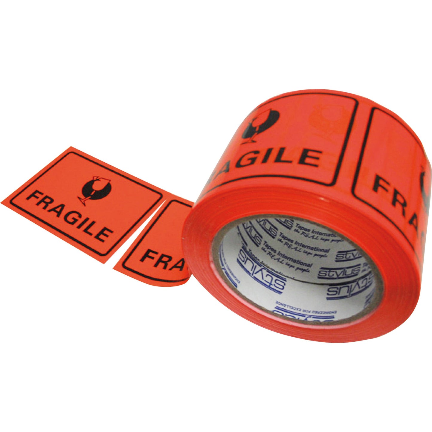 Stylus Tape Printed Fragile Perforated 75mmx50M Fluoro Orange 500 Labels_320001200_4025