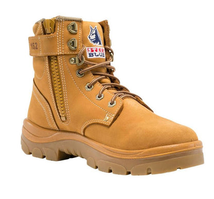 Boots Steel Toe Argyle Zip 150mm Derby Style Lace Wheat 10.5_32000198_312152-105-WHT