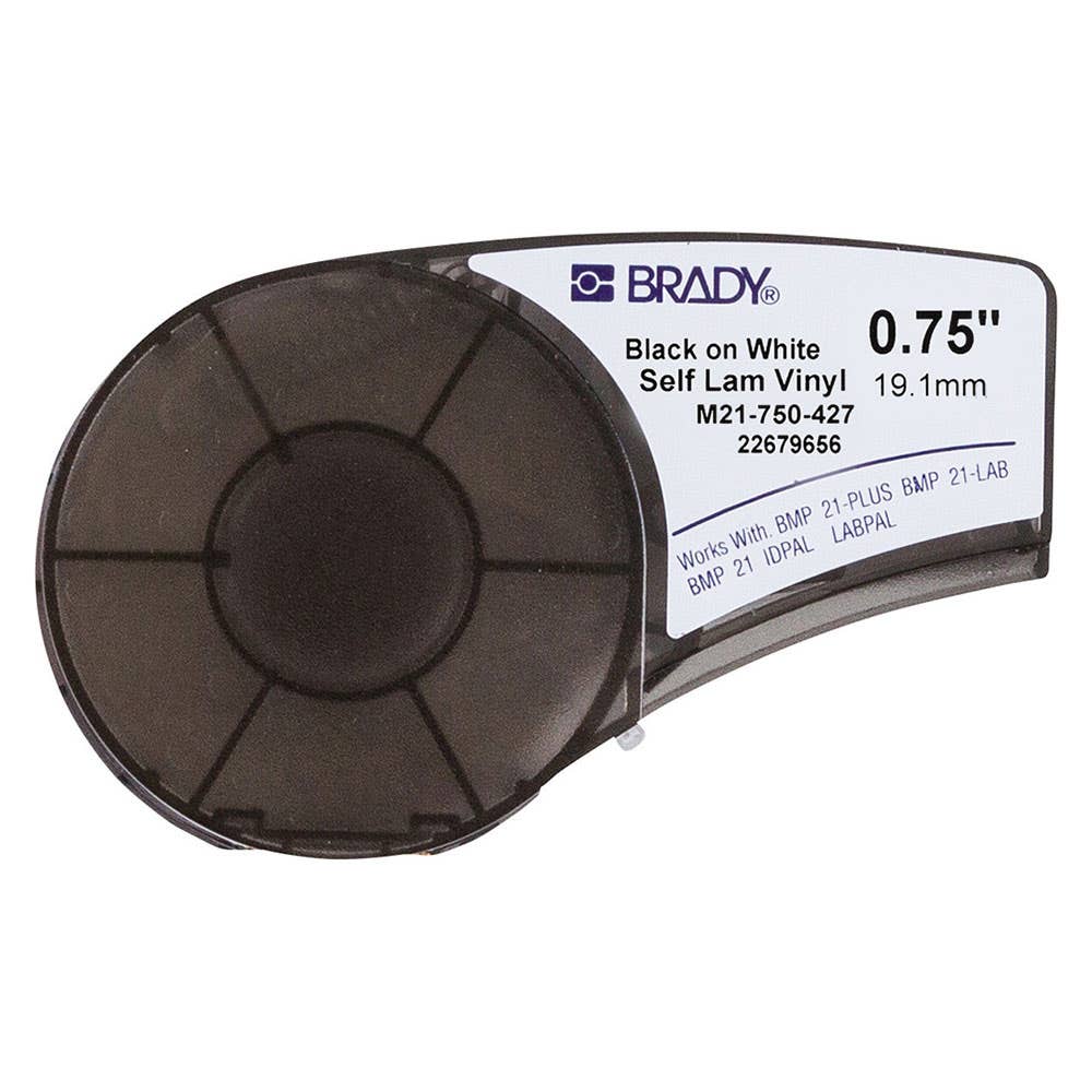 Label Self Laminate Vinyl Black/White 19.05mm x 4.27m For BMP21-PLUS Brady 32000539 110927