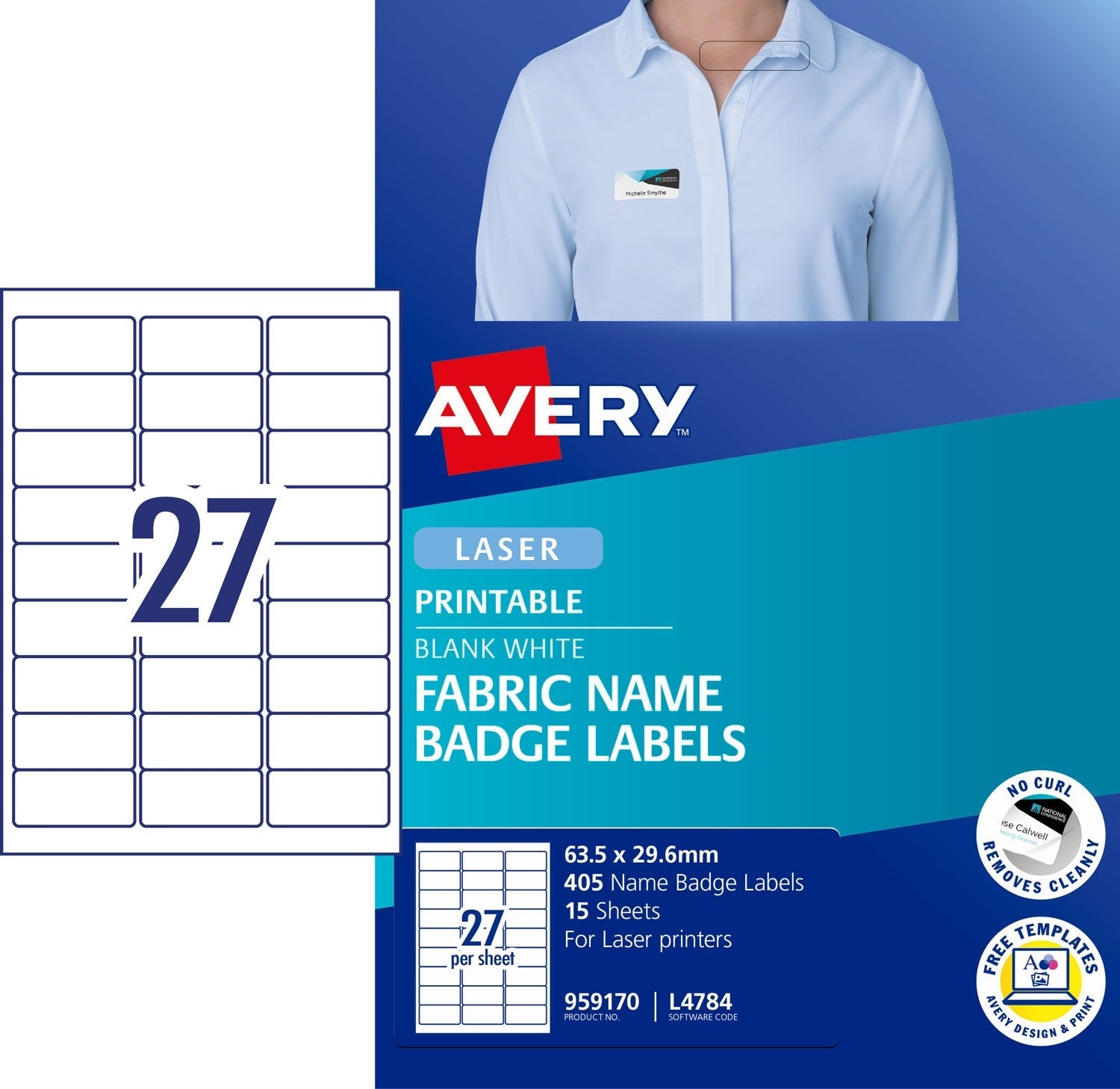 Avery Labels Laser Name Badge L4784 Acetate Silk 63.5 X 29.6mm 27Up_320007200_959170