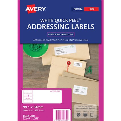 Avery Quick Peel Address Labels SF L7162 16up 99.1x34mm 100 22457000 959003