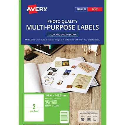 Avery Labels Laser L7768 Shipping 199.6X143.5Mm (25) 22472500 23428
