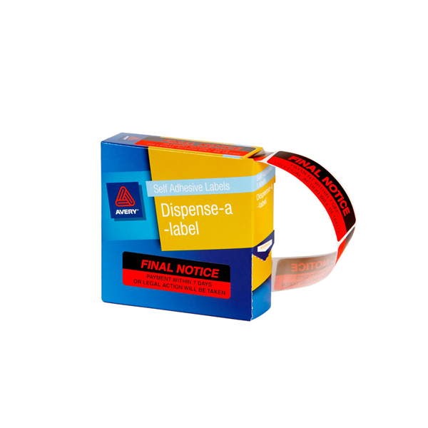 Avery Final Notice Dispenser Labels Rectangle Removable 64X19Mm Fluoro Red_22536000_937260