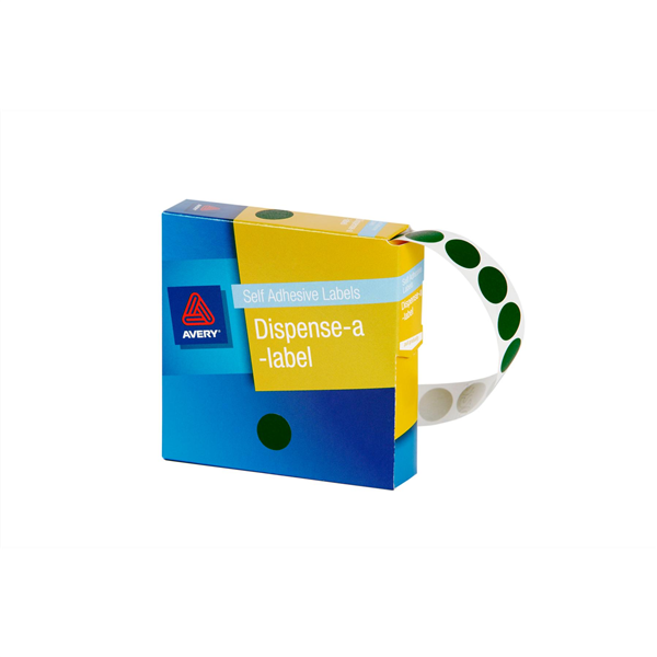 Avery Circle Dispenser Labels Removable 14mm Diameter Pk 1050 Green 22503015 33803