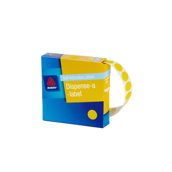 Avery Circle Dispenser Labels Removable 14mm Diameter Pk 1050 Yellow_22503029_33810