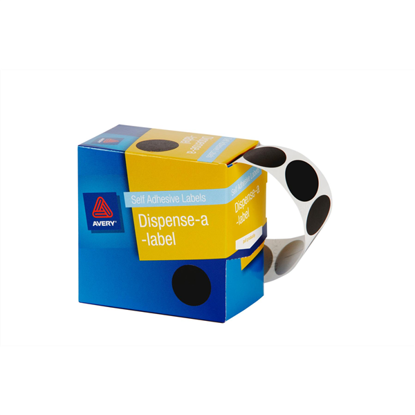 Avery Circle Dispenser Labels Removable 24mm Diameter Pk 500 Black_22510003_33816