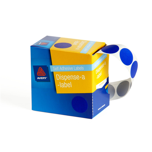 Avery Circle Dispenser Labels Removable 24mm Diameter Pk 500 Blue_22510004_33817