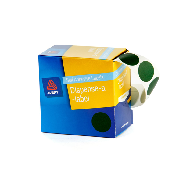 Avery Circle Dispenser Labels Removable 24mm Diameter Pk 350 Green 22510015 33820