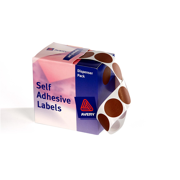 Avery Circle Dispenser Labels Removable 24mm Diameter Pk 500 Brown_22510005_937245