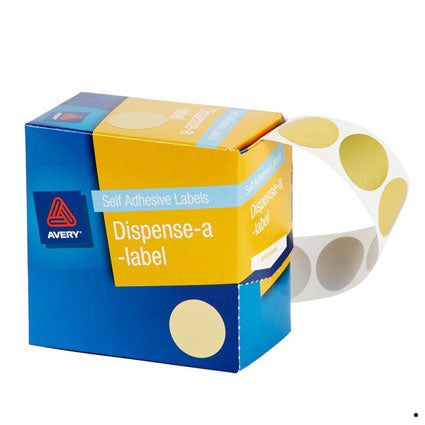 Avery Circle Dispenser Labels Removable 24mm Diameter Pk 250 Gold_22510114_33819