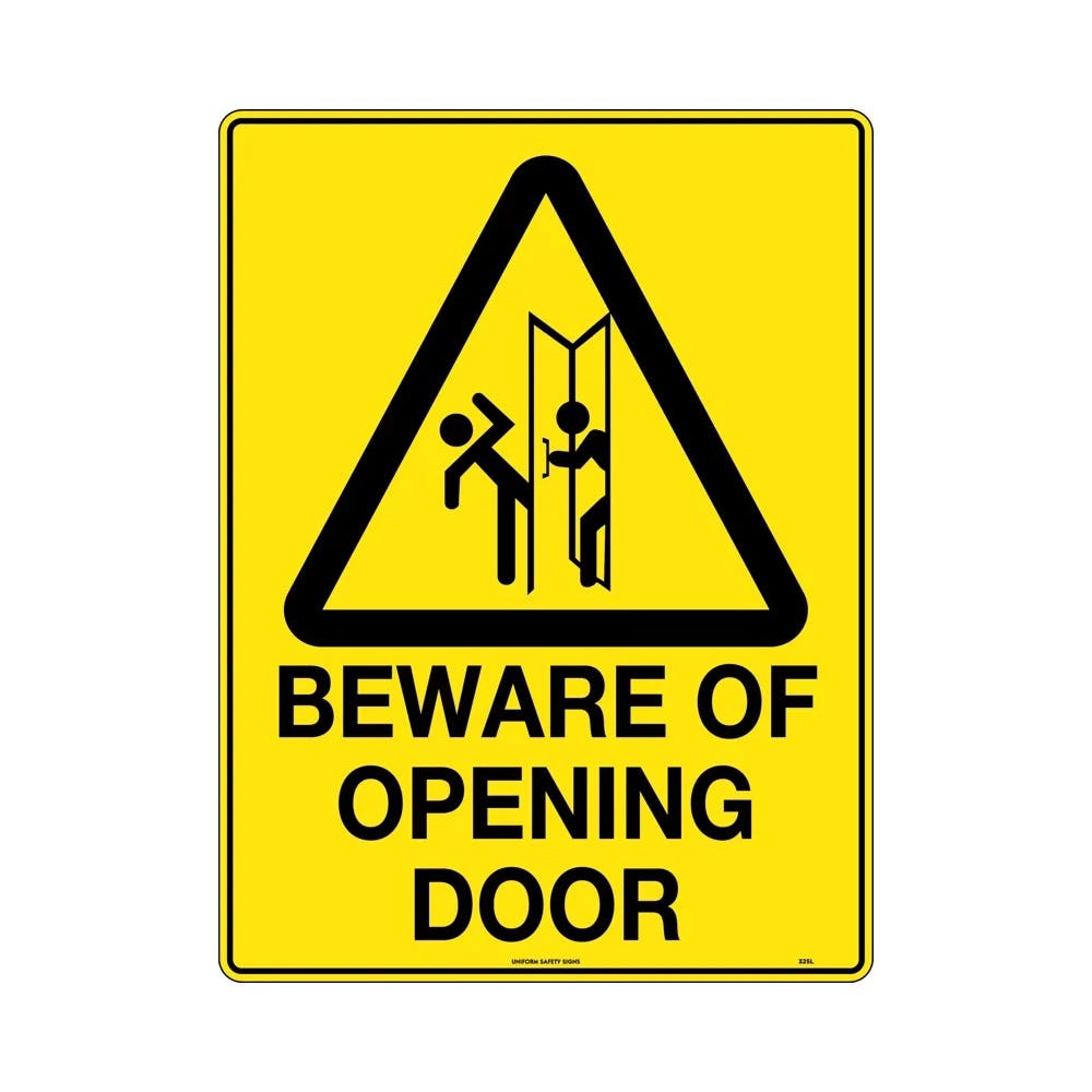 ''Caution Beware of Opening Door'' Poly Sign 300 x 225mm_37507315_325ZMP