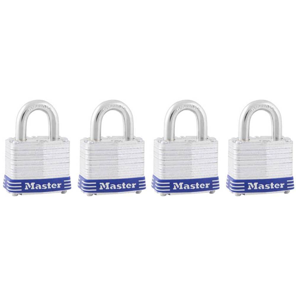 Padlock Laminated Steel Hardened Steel Shackle 40mm Keyed Alike Pk 4 3TAU 33210023 3008DAU