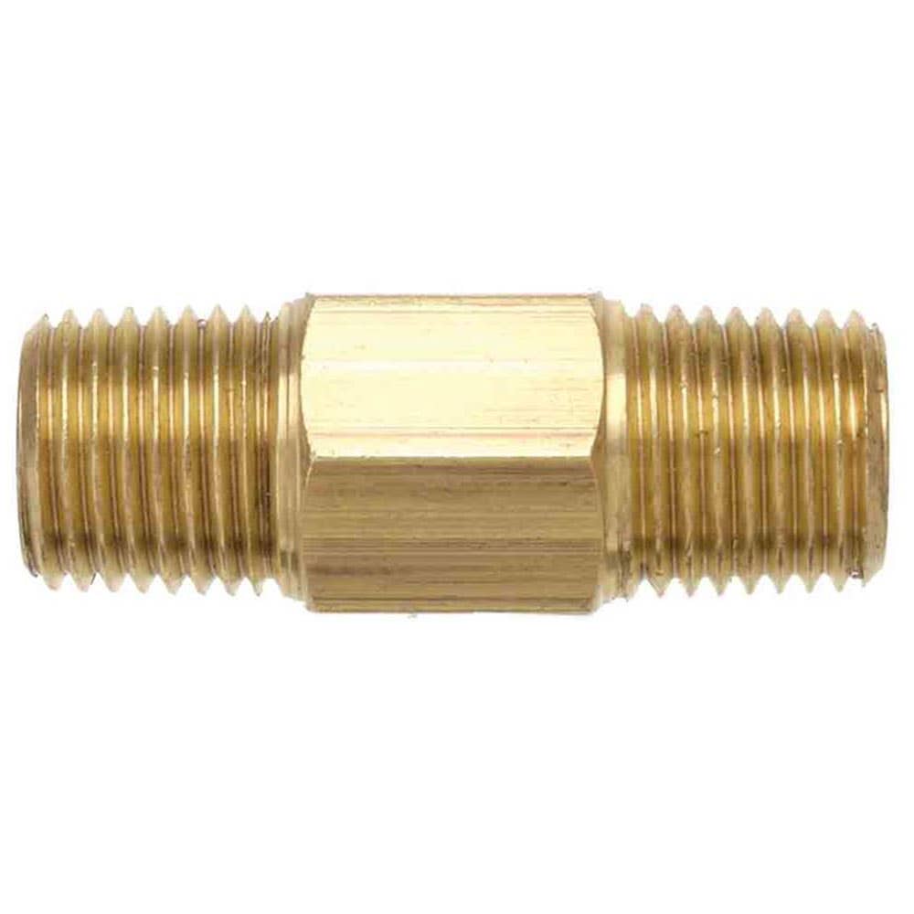 Hex Nipple Brass Long Male 1/4 BSPT x 1-1/2 8 x 40mmNB 3330012 01028-0424