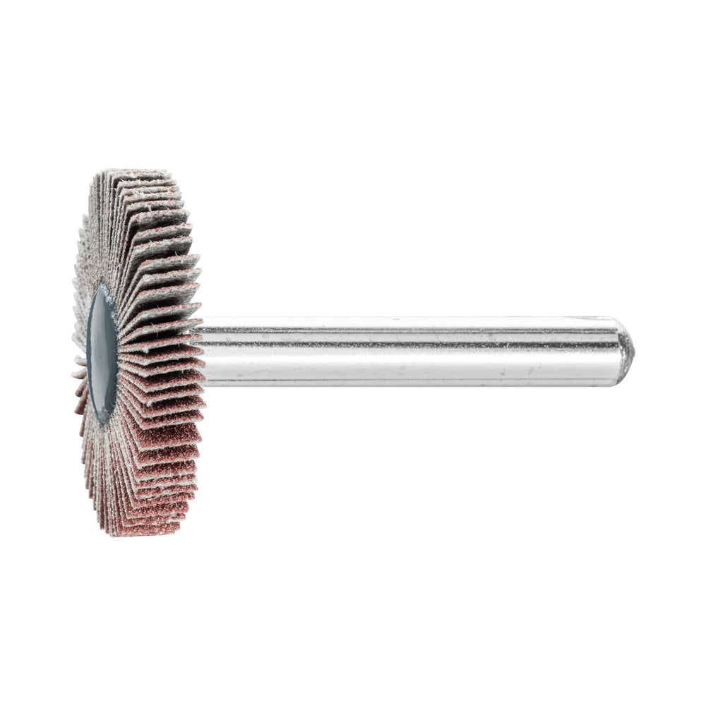 Alum oxide mounted flap wheel F 30x5 mm shank 6 mm A180 fine grind/finish_40108261_44401186