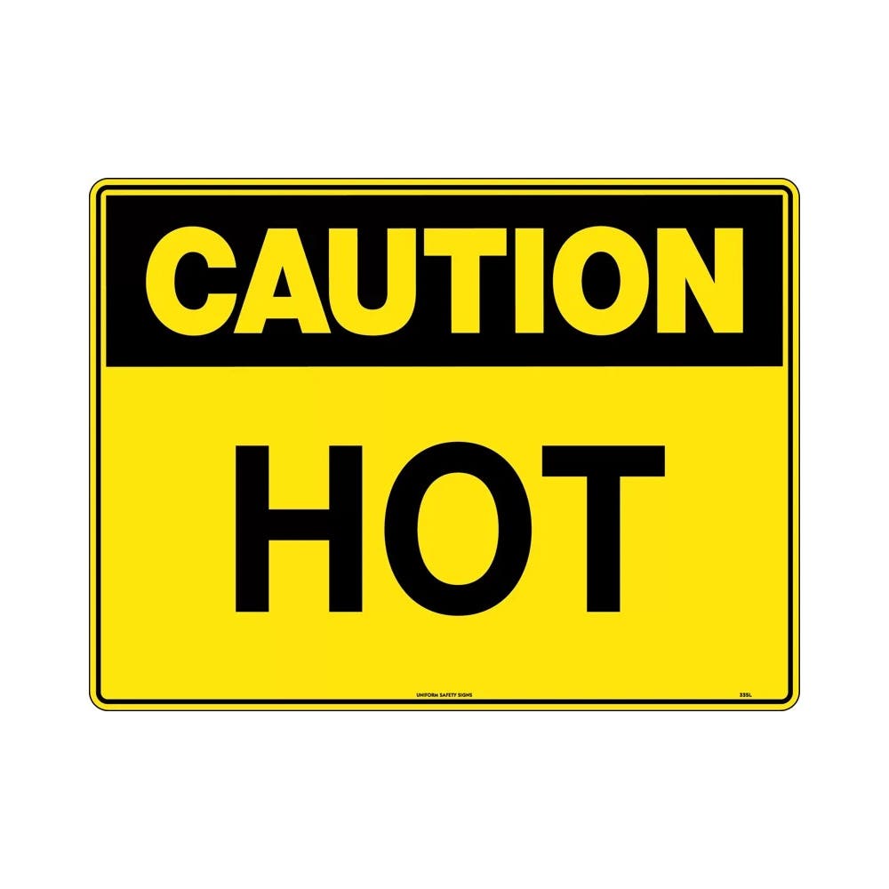 Sign Metal 300 X 225mm CAUTION HOT (335MM)_430693_335MM