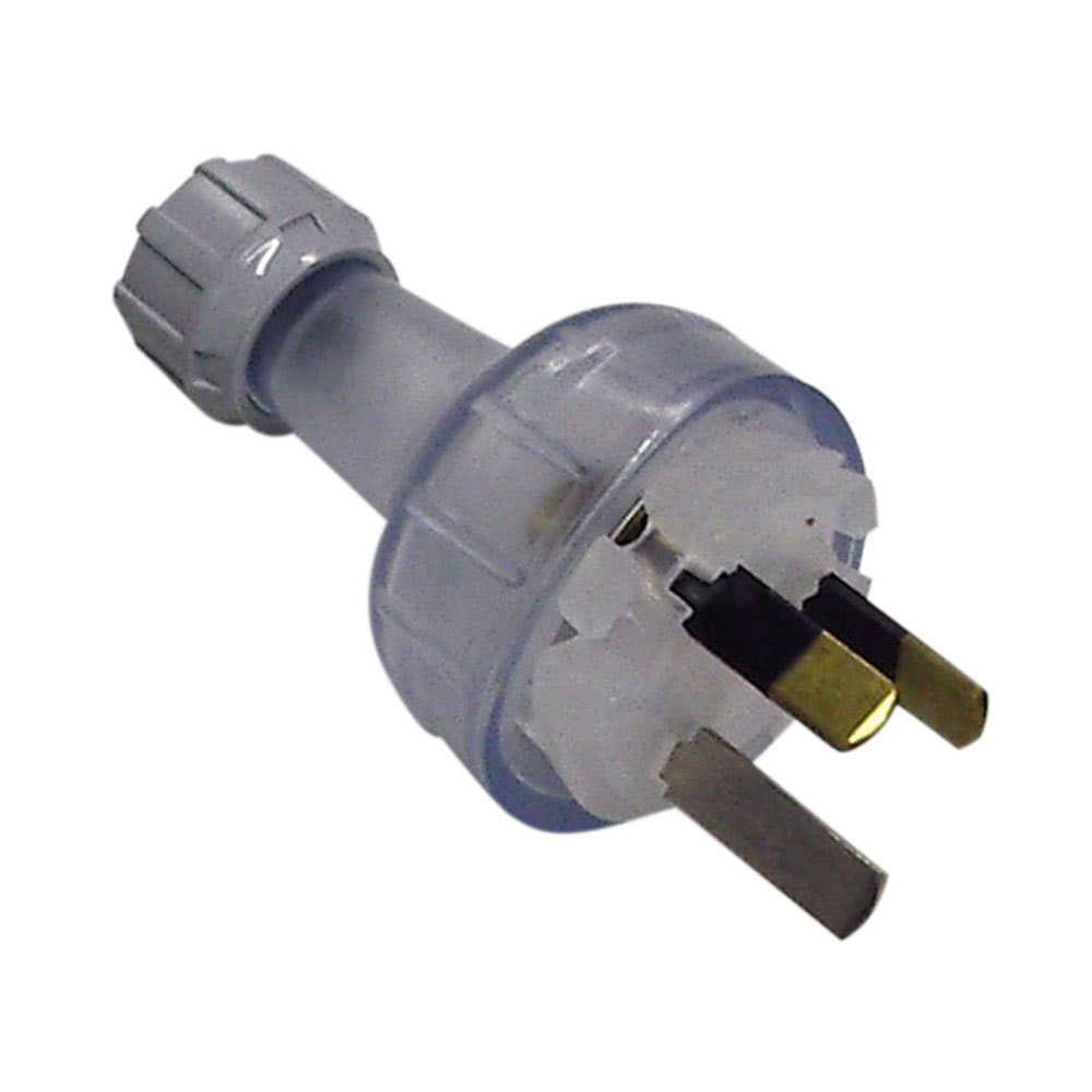 Plug Straight 15A 250V 3 Flat Pin Heavy Duty PVC Transparent Clipsal 3422001 CLI439S15HDTR