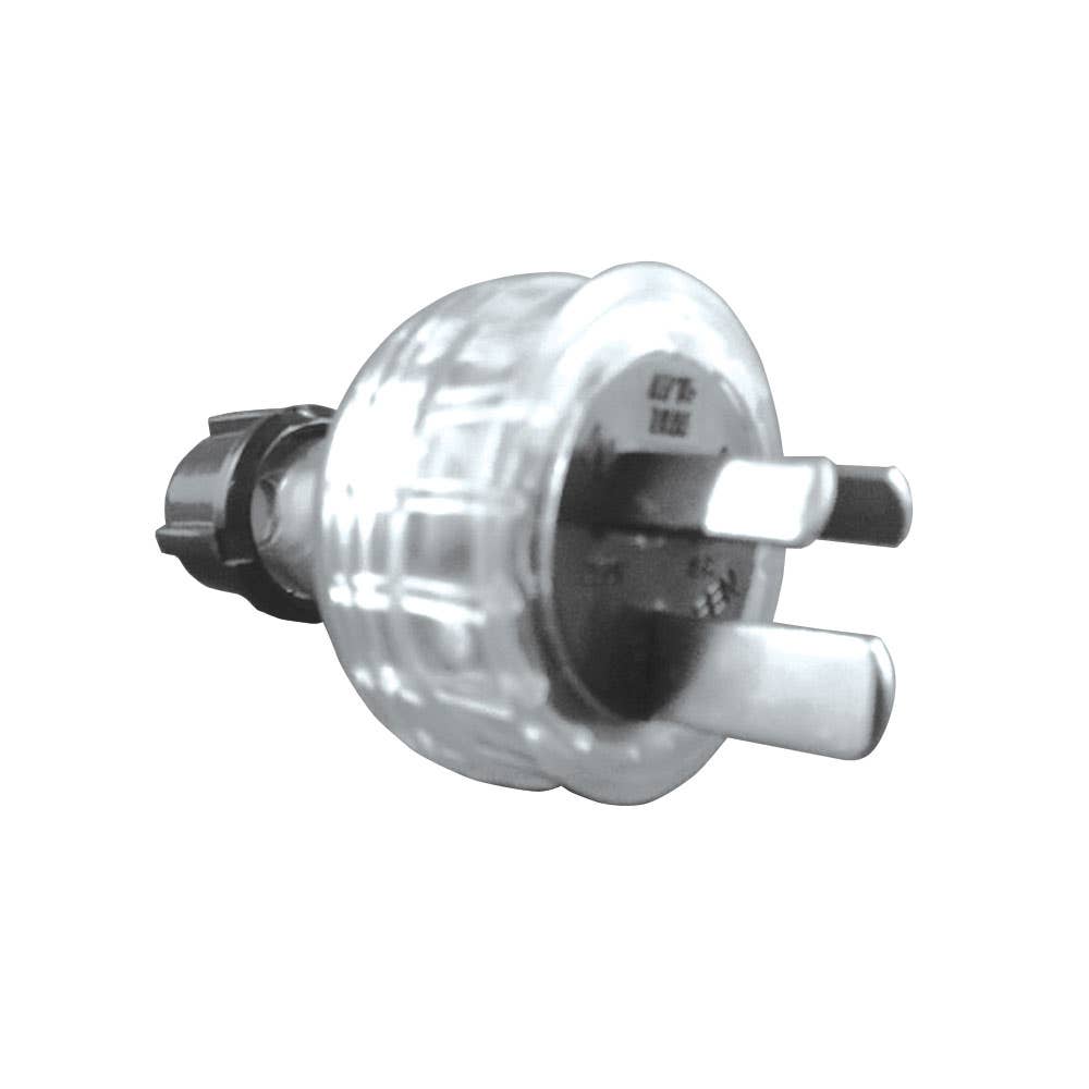 Plug Straight 10A 250V 3 Flat Pin PVC Transparent Clipsal 3422004 CLI439STR