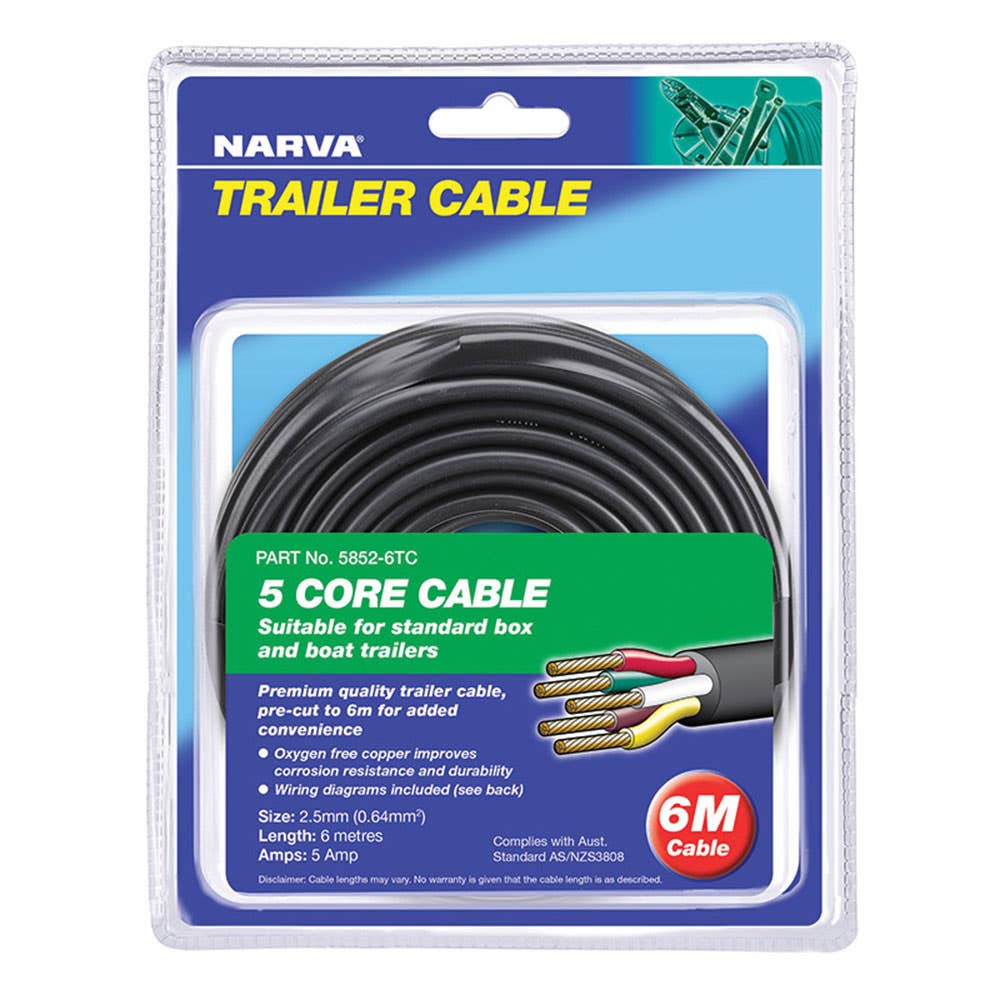 Cable 5 Core Trailer 2.5mm x 7.5m Narva 3444001 LT039ZH2