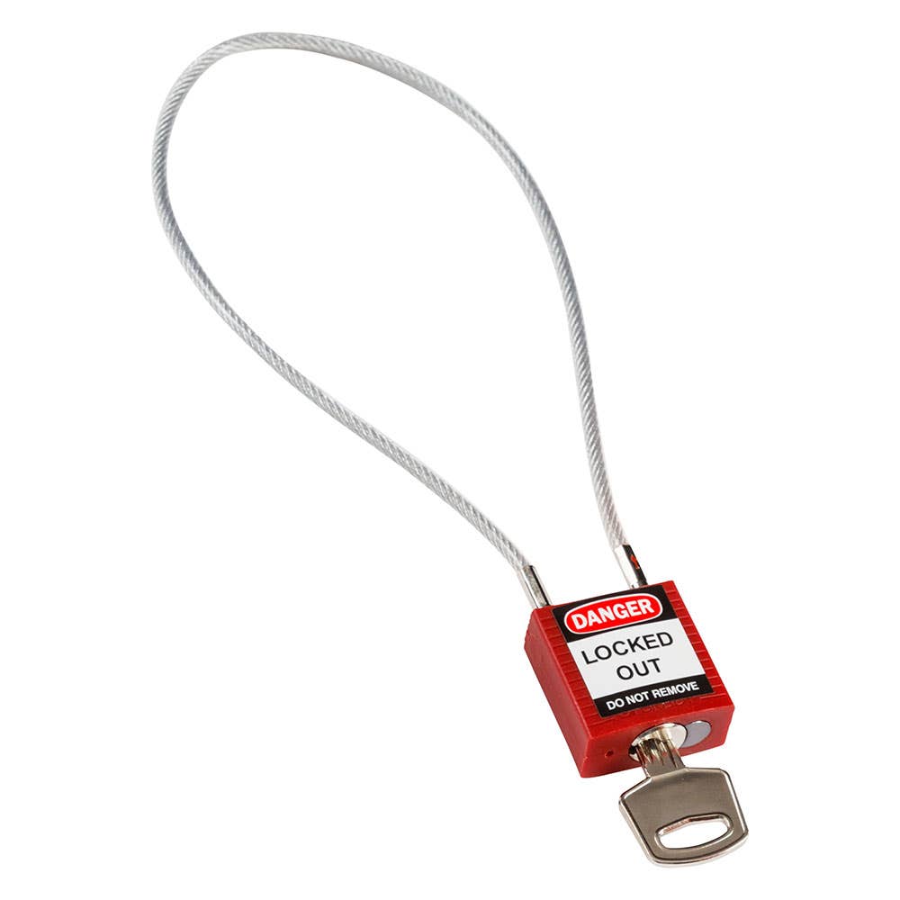 Lockout Padlock Compact Cable KD 400mm Red 146124 Brady 35000800 146124