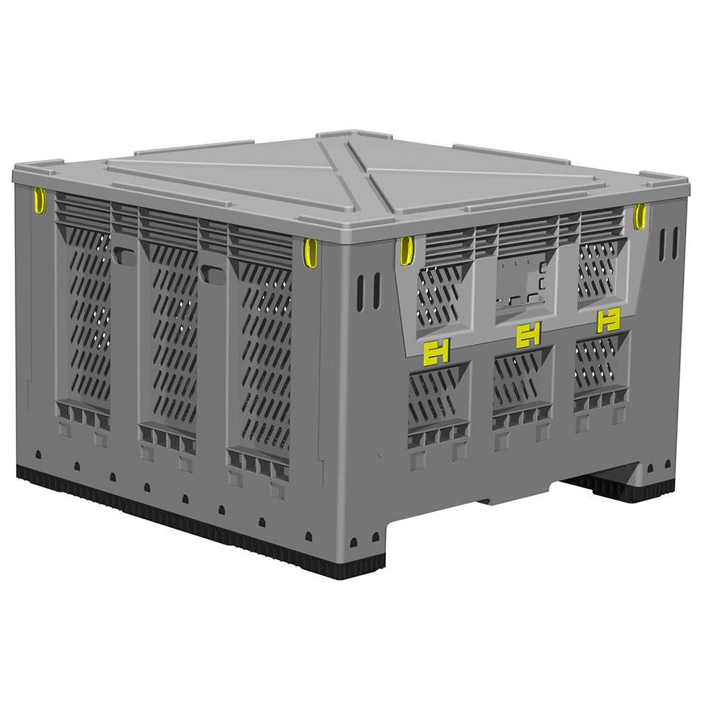 Bin Bulk Plastic 470L Grey/Black Collapsible Vented Heavy Duty 35000993 APBB470 Vented