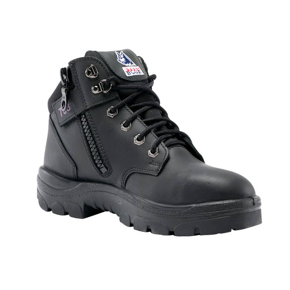Boots Womens Steel Toe Lace + Zip TPU Sole Black Parkes 10 Steel Blue_35001163_512758-100-BLK