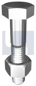 Bolt + Nut Hex Head Coarse Class 4.6 Black 2.50P 20 x 150mm 2435004 B46MP201501
