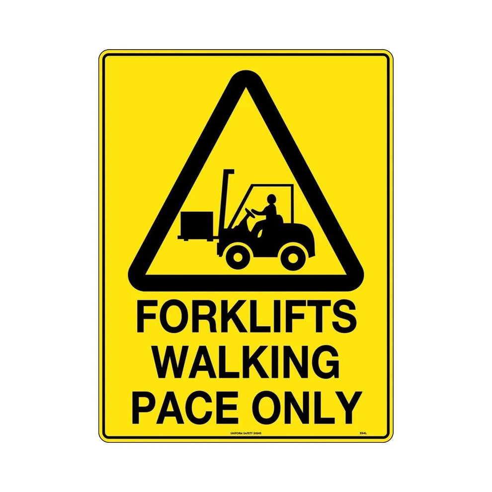 Sign FORKLIFTS WALKING PACE ONLY 600 x 450mm Metal – ATOM