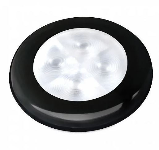 Lamp Courtesy Round LED White 12V Black Rim Bulk Hella 95209335 2XT980500557
