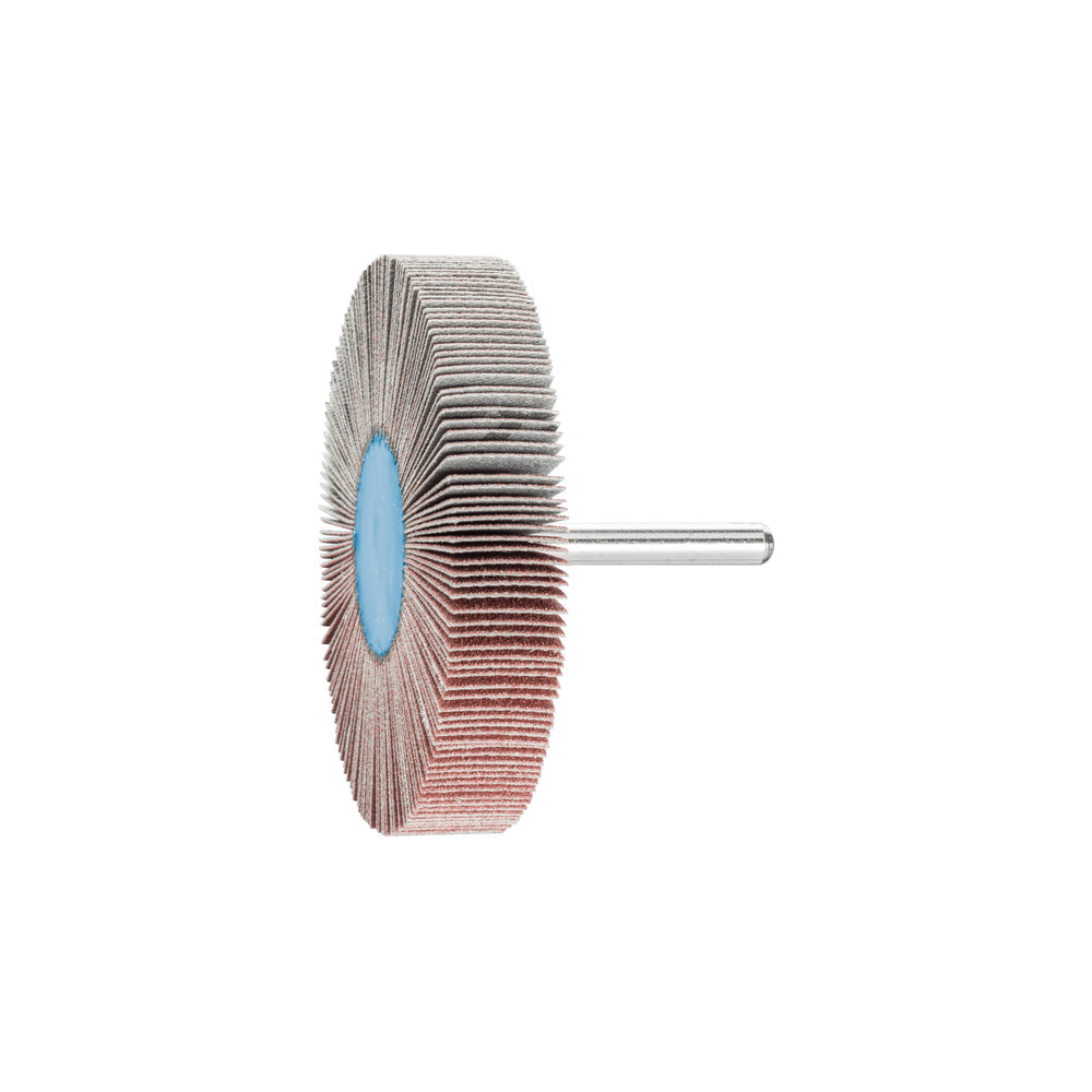 Alum oxide mounted flap wheel F 80x15 mm shank 6 mm A120 fine grind/finish_40108289_44512126