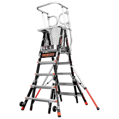 Adjustable Safety Cage Fibreglass Platform Ladder 0.91 - 1.5m 150kg 36000304 18503-240