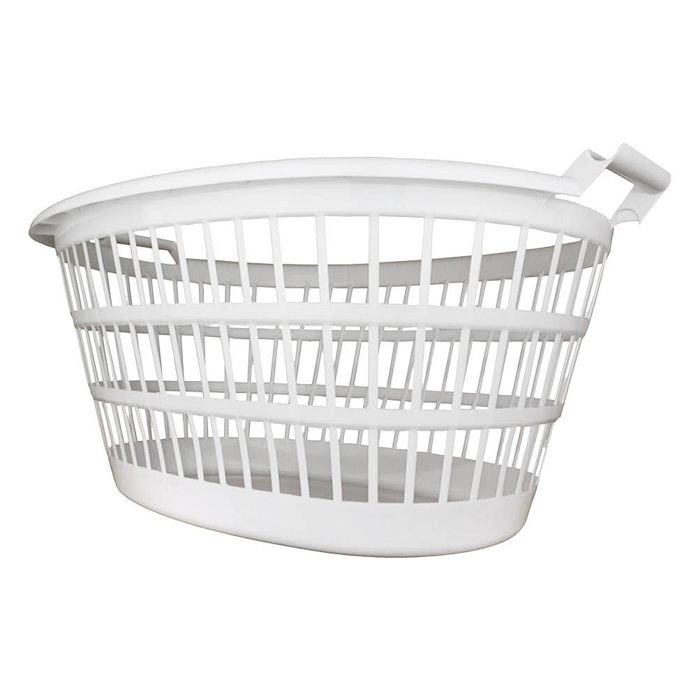 Basket Laundry Oval + Handles White Plastic_36000804_751800