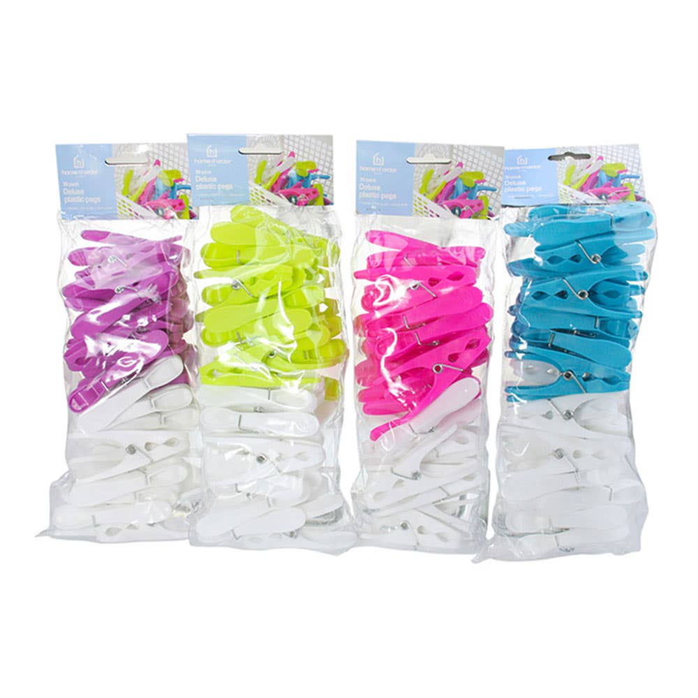 Pegs Laundry Plastic Assorted Coloured Pk 30 36000844 68640