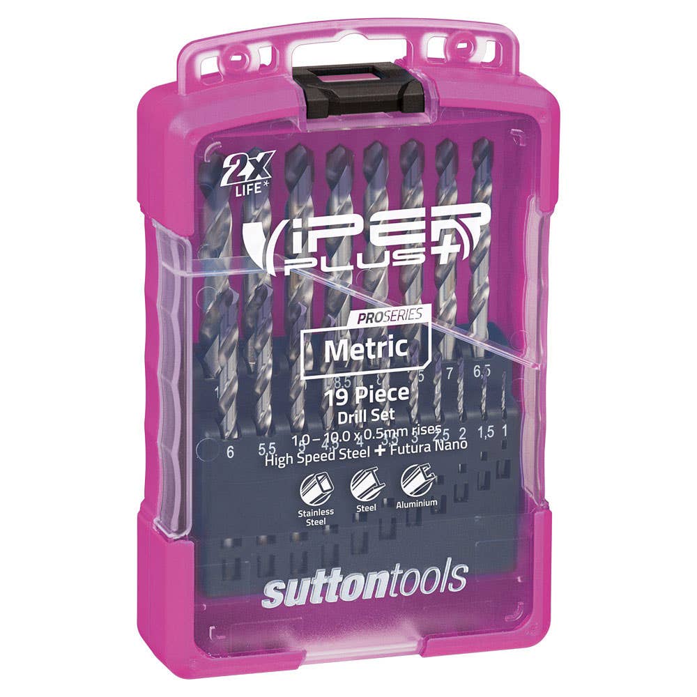 Drill Bit Set Jobber Metric Viper+ 19 Piece 1-10mm x 0.5mm Sutton 36002654 D179Sm2