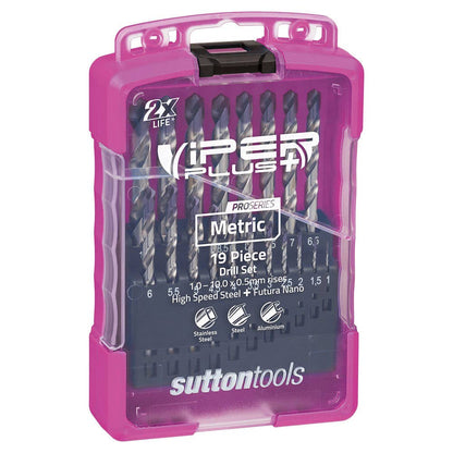 Drill Bit Set Jobber Metric Viper+ 19 Piece 1-10mm x 0.5mm Sutton 36002654 D179Sm2